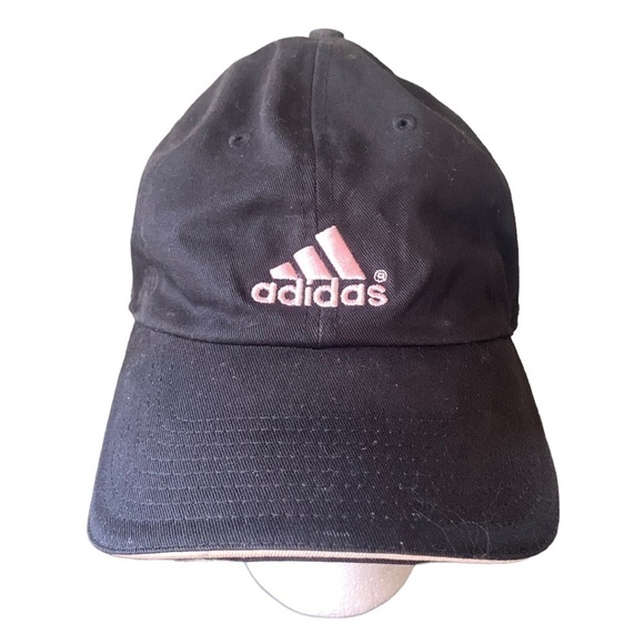 Adidas Black Adjustable Baseball Hat with Light Pink Adidas Logo - Picture 1 of 8